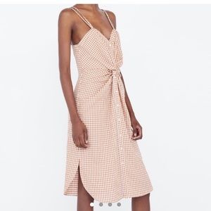 Zara orange gingham dress